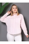 Kadın Oversize Pembe Çizgili Gömlek - Rahat ve Şık Kesim - 4