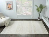Lotus Plus 08582a Beyaz Halı Bej Kilim Desenli Modern Ince Akrilik Tozuaz Salon Halısı Yatak Odası Özel Ölçü BEYAZ thumbnail 2