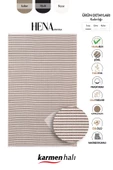 Hena HN003A Beyaz Şönil Kilim Bej Detaylı İnce Yumuşak Tozsuz Kaymaz Taban Makinada Yıkanabilir Halı Özel Ölçü BEJ - 5