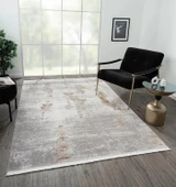 Elegance Eg012a Gri Gold Detaylı Modern Viskon Doğal Iplik Bambu Halı Tozu Az Salon Halısı Koridor Özel Ölçü GRI-GOLD - 3