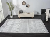 Sümer Sm009a Gri Beyaz Detaylı Halı Iskandinav Desen Dekoratif Modern Tozuyok Antialerjik Özel Ölçü POLY. KEMIK thumbnail 2