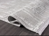 Sümer Sm007a Gri Halı Geometrik Desen Dekoratif Modern Tozuyok Antialerjik Salon Yatak Odası Koridor Özel Ölçü POLY. KEMIK thumbnail 4