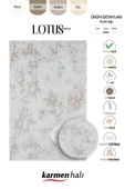 Lotus Plus 08584a Beyaz Halı Kahverengi Detaylı Ince Akrilik Tozuaz Salon Halısı Yatak Odası Koridor Özel Ölçü BEYAZ thumbnail 6