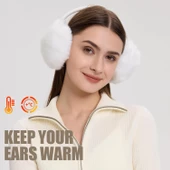 Siyah Peluş Kulaklık Tüylü Peluş Kulak Isıtıcı Yumuşak Tüylü Kulaklık - 4