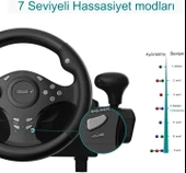 Anunnaki Doyo R270 Direksiyon Seti Çift Motorlu Titreşim Özelliği Kolay Sabitlenir Uzun Ömürlü Xbox Pc PS Uyumlu Set Gerçekçi Oyun Deneyimi - 4