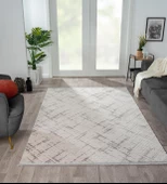 Kaftan Kf004g Gri Halı Kabartma Desenli Akrilik Halı Tozuaz Salon Halısı Yatak Odası Halısı Koridor Özel Ölçü KREM-A.GRI thumbnail 3