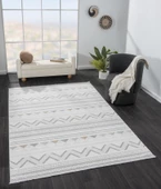 Sümer Sm006a Renkli Halı Iskandinav Desen Dekoratif Modern Tozuyok Antialerjik Salon Yatak Odası Kor Özel Ölçü POLY. KEMIK thumbnail 3