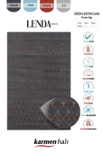 Lenda Ld003a Antrasit Kilim Renkli Detaylı Ince Antialerjik Kaymaz Taban Makinada Yıkanabilir Salon Özel Ölçü ANTRASIT-RENKLI - 6