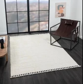 Wool Wl004a Bej Halı Sisal Bukle Dekoratif Kabartmalı Halı Tozsuz Antialerjik Salon Halısı Koridor Özel Ölçü BEYAZ - 3