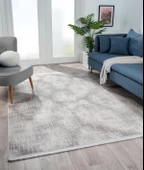 Lotus 8557 Açık Gri Halı Gri Detaylı Modern Ince Akrilik Tozuaz Salon Halısı Yatak Odası Koridor Özel Ölçü GRI thumbnail 2