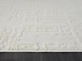 Wool Wl004a Bej Halı Sisal Bukle Dekoratif Kabartmalı Halı Tozsuz Antialerjik Salon Halısı Koridor Özel Ölçü BEYAZ - 5