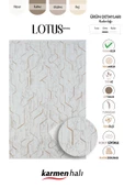 Lotus Plus 08581a Beyaz Halı Bej Abstract Detaylı Modern Ince Akrilik Tozuaz Salon Halısı Koridor Özel Ölçü BEYAZ thumbnail 6