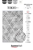 Tokyo 1704 Gri Halı Antrasit Detaylı Geometrik Desen Modern Akrilik Halı Kaymaz Taban Tozuaz Özel Ölçü GRI - 6