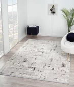 Tokyo Tk005g Gri Halı Antrasit Detaylı Modern Akrilik Halı Kaymaz Taban Tozuaz Salon Halısı Koridor Özel Ölçü GRI - 3