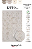 Kaftan Kf008a Bej Halı Kahverengi Detaylı Geometrik Kabartma Desenli Akrilik Halı Tozuaz Özel Ölçü KREM-BEJ - 6