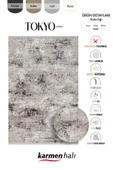 Tokyo 1701 Gri Halı Antrasit Detaylı Modern Klasik Desen Akrilik Halı Kaymaz Taban Tozuaz Salon Halı Özel Ölçü GRI - 6
