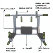 Anunnaki 3 ü 1 arada Duvar Barfiks Ve Dips All in one Süngerli Spor Egzersiz Barfix Aleti - 3