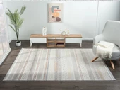 Lotus 8571 Gri Halı Renkli Kilim Desenli Modern İnce Akrilik Tozuaz Salon Oturma Odası Halısı Özel Ölçü RENKLI thumbnail 2