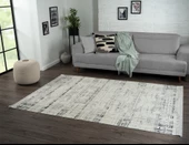 Best 107 Beyaz Halı Siyah Detaylı İnce Parlak Makinada Yıkanabilir Antialerjik Modern Salon Halısı Özel Ölçü BEYAZ-GRI - 3