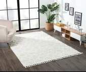 Loop Lp004a Beyaz Halı Dekoratif Sisal Bukle Tozsuz Antialerjik Salon Halısı Yatak Odası Koridor Özel Ölçü BEYAZ thumbnail 3