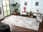Tokyo 1704 Gri Halı Antrasit Detaylı Geometrik Desen Modern Akrilik Halı Kaymaz Taban Tozuaz Özel Ölçü GRI - 2