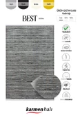Best 109 Siyah Halı Beyaz Detaylı Ince Parlak Makinada Yıkanabilir Antialerjik Modern Salon Halısı Özel Ölçü SIYAH - 6