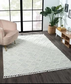 Loop Lp004a Beyaz Halı Dekoratif Sisal Bukle Tozsuz Antialerjik Salon Halısı Yatak Odası Koridor Özel Ölçü BEYAZ thumbnail 2