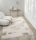 Truva Tv035s Krem Rengi Halı Gold Geometrik Detaylı Akrilik Yumuşak Modern Salon Halısı Özel Ölçü KREM-GOLD thumbnail 3