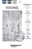 Elegance Eg013a Gri Halı Lacivert Detaylı Modern Viskon Doğal Iplik Bambu Halı Tozu Az Salon Halısı Özel Ölçü GRI-MAVI - 6