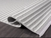 Sümer Sm008a Gri Beyaz Çizgi Desen Halı Dekoratif Modern Tozuyok Antialerjik Salon Halısı Koridor Özel Ölçü POLY. KEMIK thumbnail 4