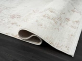 Lotus Plus 08584a Beyaz Halı Kahverengi Detaylı Ince Akrilik Tozuaz Salon Halısı Yatak Odası Koridor Özel Ölçü BEYAZ thumbnail 4