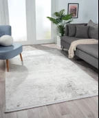 Lotus 8563 Açık Gri Halı Gri Detaylı Modern Ince Akrilik Tozuaz Salon Halısı Yatak Odası Koridor Özel Ölçü GRI thumbnail 2