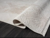 Kaftan Kf007b Bej Halı Geometrik Kabartma Desenli Akrilik Halı Tozuaz Salon Halısı Yatak Odası  Özel Ölçü KREM-BEJ thumbnail 4