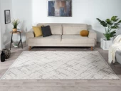 Kaftan Kf004g Gri Halı Kabartma Desenli Akrilik Halı Tozuaz Salon Halısı Yatak Odası Halısı Koridor Özel Ölçü KREM-A.GRI thumbnail 2