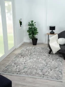 Best 110 Gri Halı Spor Desen Lacivert Detaylı Ince Parlak Makinada Yıkanabilir Antialerjik Modern Özel Ölçü GRI-MAVI - 3