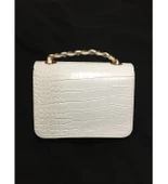 Kadın Beyaz Kroko Desen Mini El Ve Omuz Çantası thumbnail 2