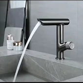 Modern Black Mat Siyah Tezgah Üstü Lavabo Bataryası Özel Tasarım Döner Banyo Lavabo Bataryası - 2