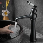 Retro Tezgah Üstü Lavabo Bataryası Antika Siyah Musluk Batarya - 3