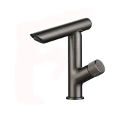 Modern Black Mat Siyah Tezgah Üstü Lavabo Bataryası Özel Tasarım Döner Banyo Lavabo Bataryası - 4