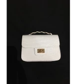 Kadın Beyaz Kroko Desen Mini El Ve Omuz Çantası thumbnail 1