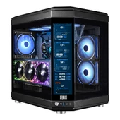 Dragos North Evo Vision LCD Ekran 7x ARGB Fan Type C ATX Mid Tower Panoramik Temperli Cam Gaming Siyah Kasa thumbnail 1