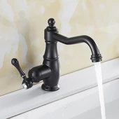 Antik Vintage Banyo Lavabo Bataryası Siyah Taşlı Retro Lavabo Bataryası - 1