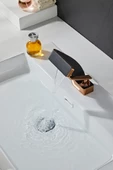 Krom Pirinç Lüx Gold Siyah Havza Şelale Banyo Lavabo Bataryası - 7