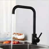 Siyah Mutfak Evye Bataryası Lavabo Musluğu Matte Black Mutfak Eviye Musluk Tezgah Üstü Batarya - 1