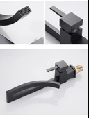 Özel Tasarım Matte Black Banyo Bataryası Retro Şelale Kare Havza Lavabo Bataryası - 4