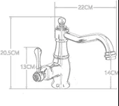 Antik Vintage Banyo Lavabo Bataryası Siyah Taşlı Retro Lavabo Bataryası - 5