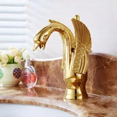 Anunnaki Kuğu Batarya Lüks Bakır Lavabo Banyo Sıcak ve Soğuk - 5