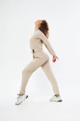 Lesa Wear Yüksel Bel Geniş Paça Şardonlu Likralı Spor Eşofman Altı thumbnail 7
