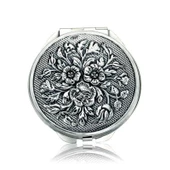 Himarry Gümüş Gül Motifli Kapaklı Yuvarlak El Aynası - 1