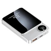 ScHitec 22.5W Magsafe Kablosuz ve Dijital Ekranlı AI Çipli 5000mAH Powerbank Beyaz YK915 - 1